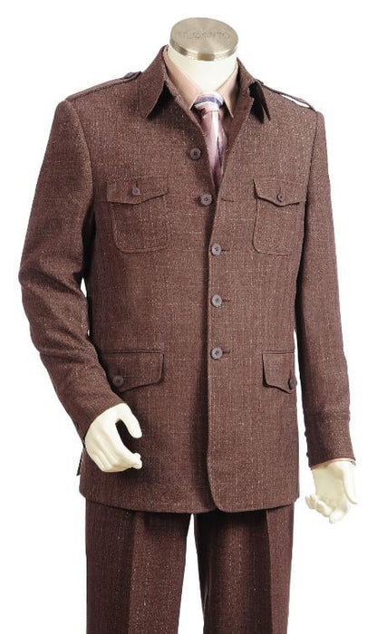 Men's 5 Button Fashion Brown Zoot Suit