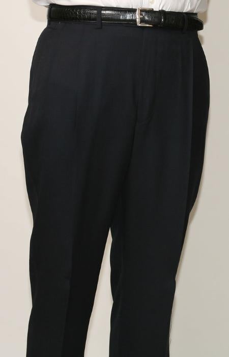 70% Polyester Navy Somerset Double-Pleated Slacks / Dress Pants Trouser unhemmed unfinished bottom mensusa