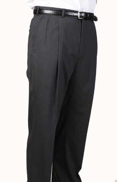 99% Worsted Wool Gray, Parker, Pleated Pants Lined Trousers unhemmed unfinished bottom mensusa