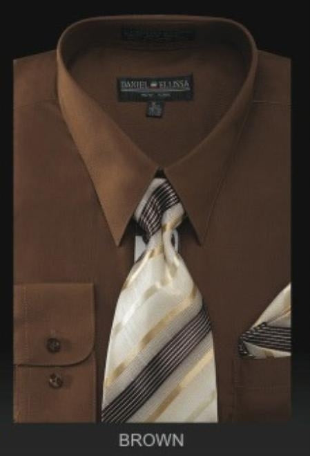 Affordable Clearance Cheap Mens Dress Shirt Sale Online Trendy - PREMIUM TIE - Brown Men's Dress Shirt mensusa