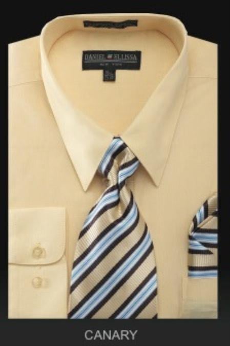 Affordable Clearance Cheap Mens Dress Shirt Sale Online Trendy - PREMIUM TIE - Canary Men's Dress Shirt mensusa