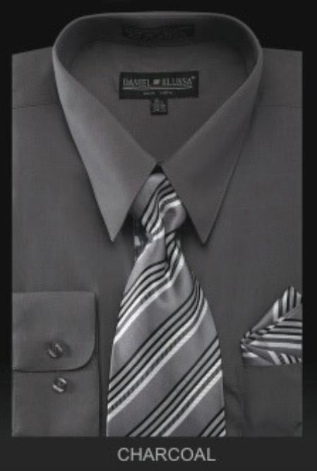 Affordable Clearance Cheap Mens Dress Shirt Sale Online Trendy - PREMIUM TIE - Charcoal Men's Dress Shirt mensusa