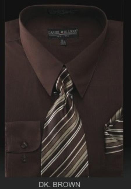 Affordable Clearance Cheap Mens Dress Shirt Sale Online Trendy - PREMIUM TIE - Dark Brown Men's Dress Shirt mensusa