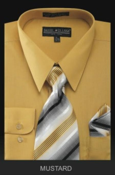 Affordable Clearance Cheap Mens Dress Shirt Sale Online Trendy - PREMIUM TIE - Gold~Yellow~Mustard Men's Dress Shirt mensusa