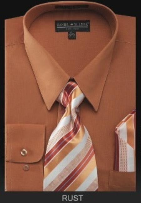 Affordable Clearance Cheap Mens Dress Shirt Sale Online Trendy - PREMIUM TIE - Rust Men's Dress Shirt mensusa