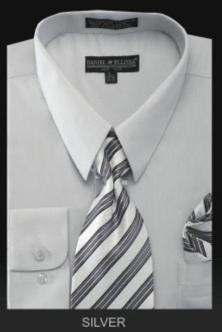 Affordable Clearance Cheap Mens Dress Shirt Sale Online Trendy - PREMIUM TIE - Silver Men's Dress Shirt mensusa