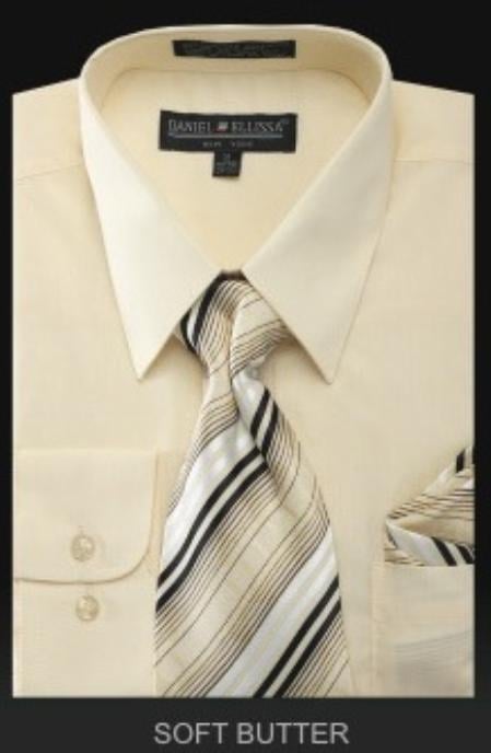 Affordable Clearance Cheap Mens Dress Shirt Sale Online Trendy - PREMIUM TIE - Soft Butter Men's Dress Shirt mensusa