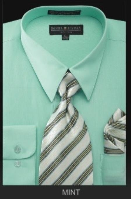 Affordable Clearance Cheap Mens Dress Shirt Sale Online Trendy - Premium Tie - Mint Green Lime Men's Dress Shirt mensusa