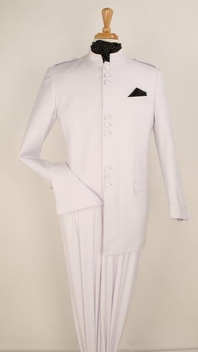 Apollo King Suit Men's 2 Piece Nehru Style Suit Apollo King White