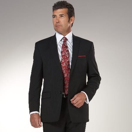 Authentic Mantoni Brand Black Solid Suit - High End Suits - High Quality Suits mensusa