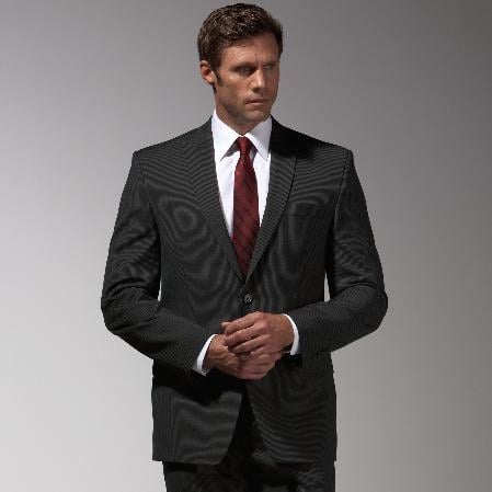 Authentic Mantoni Brand Black Stripe ~ Pinstripe Suit - High End Suits - High Quality Suits mensusa