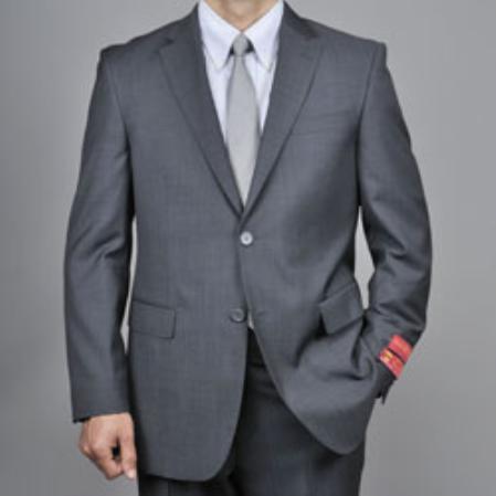 Authentic Mantoni Brand Charcoal Gray Sharkskin 2-Button Suit - High End Suits - High Quality Suits mensusa