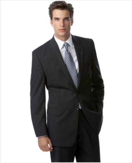 Authentic Mantoni Brand Dark Navy Blue Stripe ~ Pinstripe Suit Separates - High End Suits - High Quality Suits mensusa