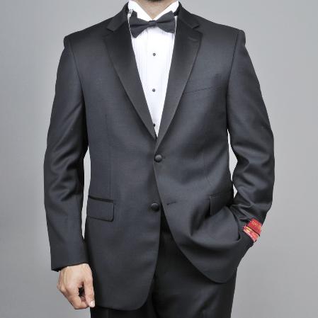 Authentic Mantoni Brand Men's 2-button Black Tuxedo - High End Suits - High Quality Suits mensusa