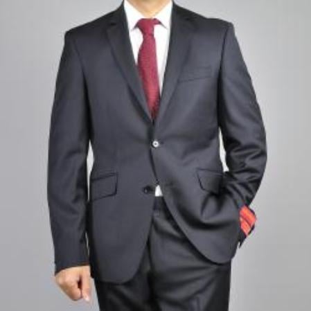 Authentic Mantoni Brand Men's Black 2-Button Slim-Fit Suit - High End Suits - High Quality Suits mensusa