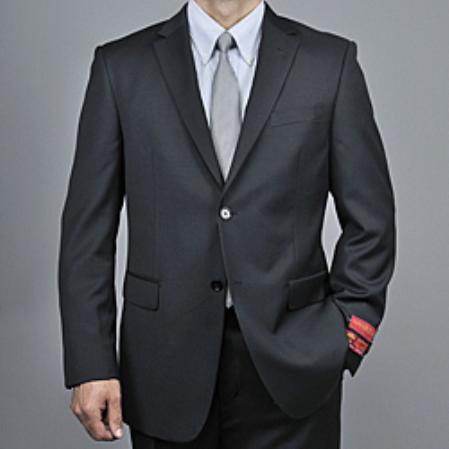 Authentic Mantoni Brand Men's Black 2-button Suit - High End Suits - High Quality Suits mensusa