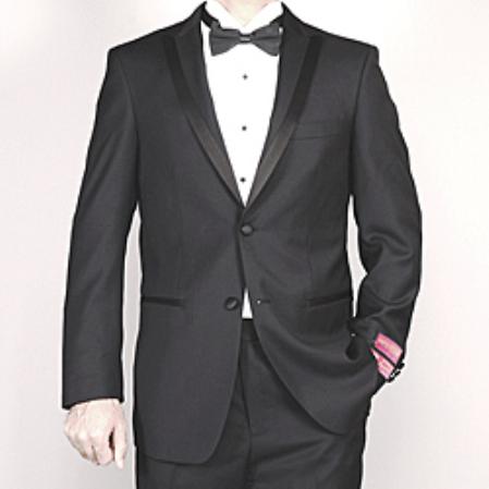 Authentic Mantoni Brand Men's Black Tuxedo - High End Suits - High Quality Suits mensusa