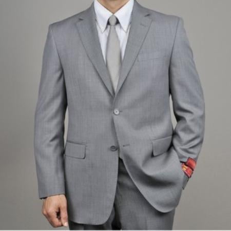 Authentic Mantoni Brand Men's Grey Birdseye 2-button Suit mensusa