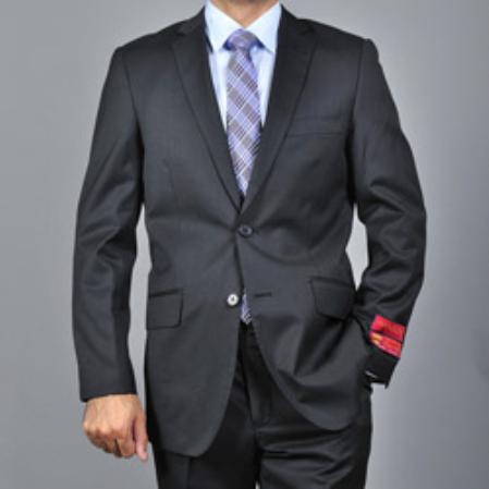 Authentic Mantoni Brand Men's Slim-fit Black patterned 2-button Suit - High End Suits - High Quality Suits mensusa