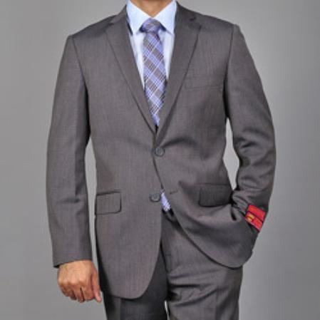 Authentic Mantoni Brand Men's Slim-fit Grey patterned 2-button Suit - High End Suits - High Quality Suits mensusa