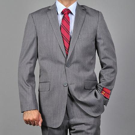 Authentic Mantoni Brand Men's Slim-fit patterned Grey 2-button Suit - High End Suits - High Quality Suits mensusa