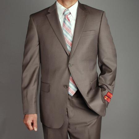 Authentic Mantoni Taupe ~ Light Olive ~ Sage Brand Men's 2-button Suit - High End Suits - High Quality Suits mensusa