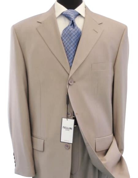 Beige/Tan- Beige Business premier quality Three buttons style italian fabric 100% Worsted Higher Quali - mensusa