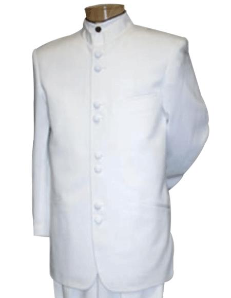 Best Quality Mandarin Collar White Mandarin Suit mensusa