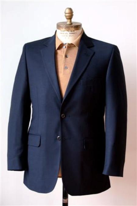 Big & Tall XL Men's 2 Button Wool Suit Dark Navy mensusa