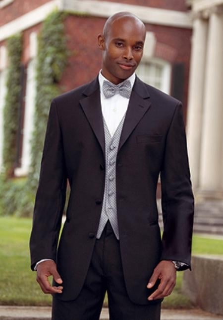 Big and Tall Sizes Satin Collar 3 Button Notch Tuxedo with Any Size Pleated Pants mensusa