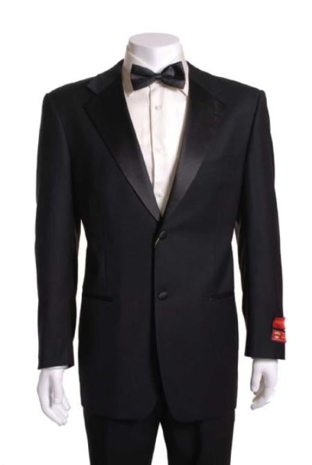 Black 2 Button Wool Tuxedo 1 Pleated Pants mensusa