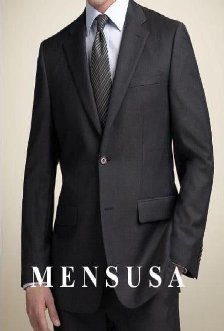 Black 2 Buttons premier quality italian fabric Men's Suits Super 100's - mensusa