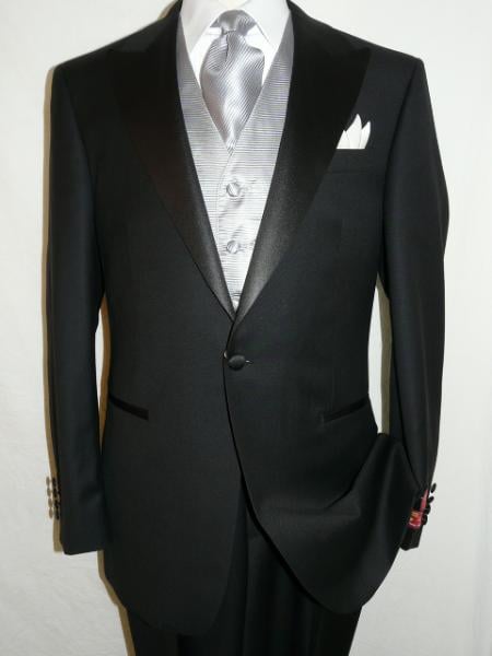 Black Best Designer One Button Black Tuxedo Suit For Men 100% wool super 140's suit mensusa