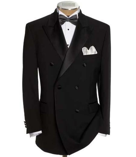 Black Double Breasted Suits Tuxedo Jacket + Pants - mensusa