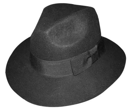 100% Wool Black Fedora Trilby Mobster Mens Dress Hats For Men's