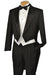 Black Full Dress TailCoat Collar 6 Buttons Pleated Pants + White Vest Tuxedo Jacket with the tail suit mensusa