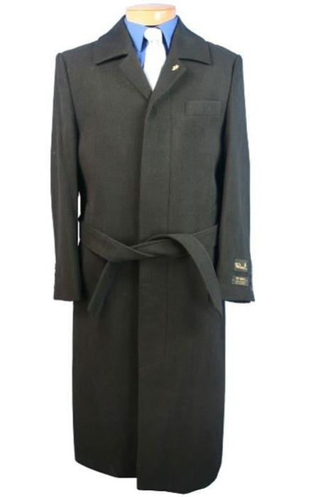 Men's Dress Coat Blu Martini Men's Aero Black Full Length Long Men's Dress Topcoat - Winter coat