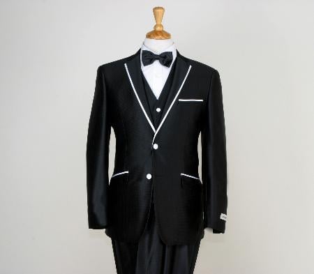 Men's Designed Black Two Button Tuxedos