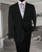 Black With White Pinstripe Conversative 2 Button Flat Front Men's Suit mensusa