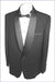 Black single button, shawl collar tuxedo jacket and pants with besom pocket mensusa