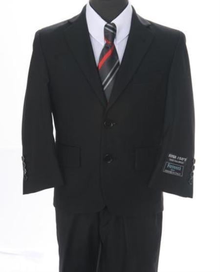 Boy's 2 piece 2 Button Suit Black mensusa