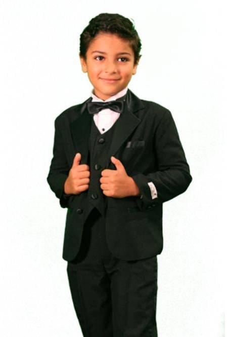 Boy's 3 Piece Fashion Designer Tuxedo Black mensusa