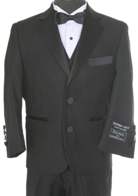 Boys 3 piece 2 Button Tuxedo Black mensusa