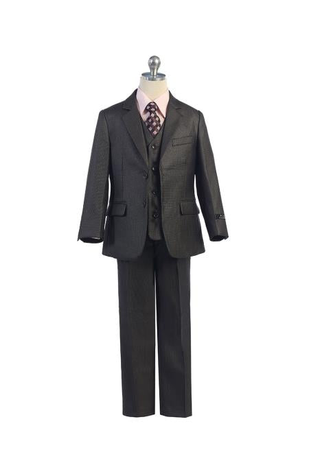 Grey Boy's Kids Sizes Vest Suit 2 Button With Pant And Adjustable Tie Perfect for toddler Suit wedding attire outfits