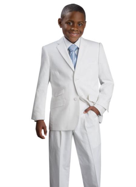 Boy's 2 Button Dress Suit White