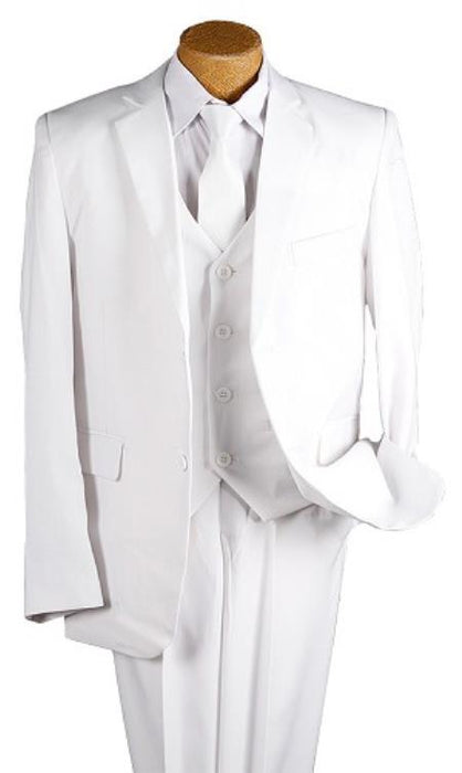 Boy's White 5 Piece Kids Sizes 2 Button Suit Prefect for toddler Suit wedding attire outfits - White