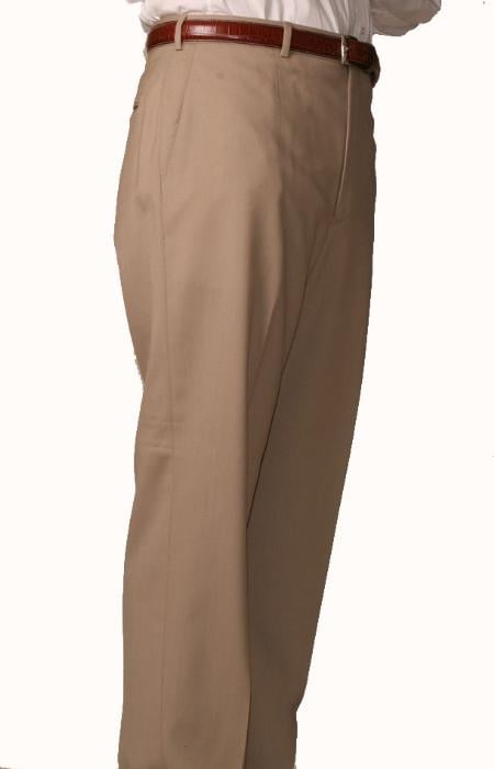 British Tan ~ Beige Bond Flat Front Trouser mensusa