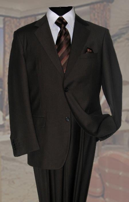 Brown Men's Wool Suit 2 Button 2pc Super 150's With Hand Pick Stitch Suit mensusa