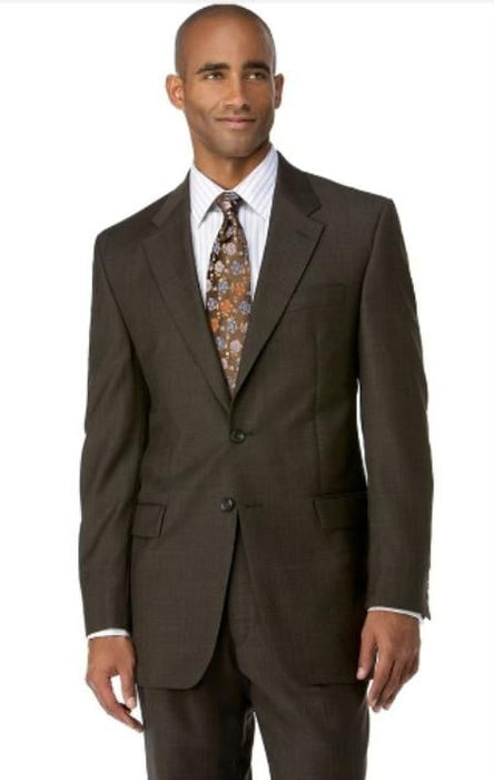 Men's Brown 2 Button Polyester affordable Cheap Priced Business Suits Clearance Sale online sale