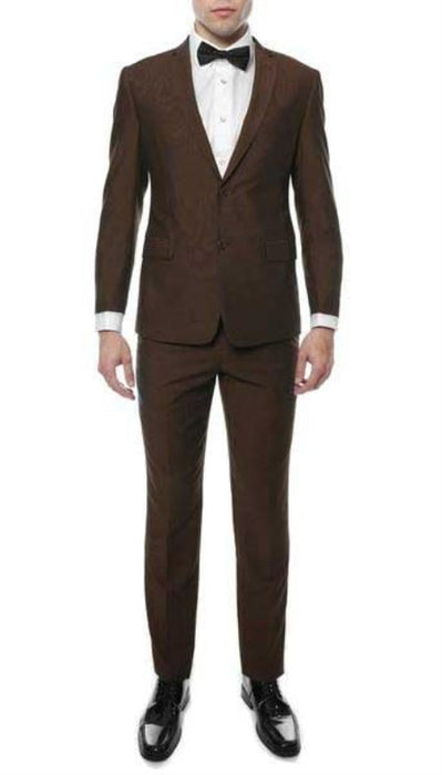 Brown Men's Classic Two Button Slim Fit Suit